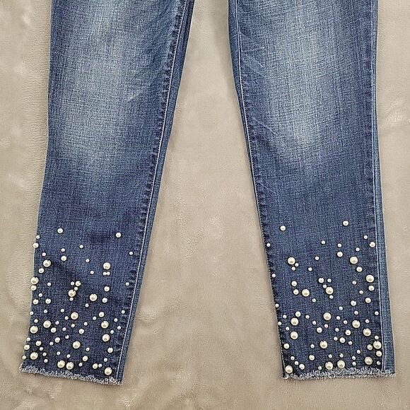 Chicos Jeans Size 2R Chicos 00R Pearls So Slimming Girlfriend Ankle Beads 28x26 - Picture 3 of 13